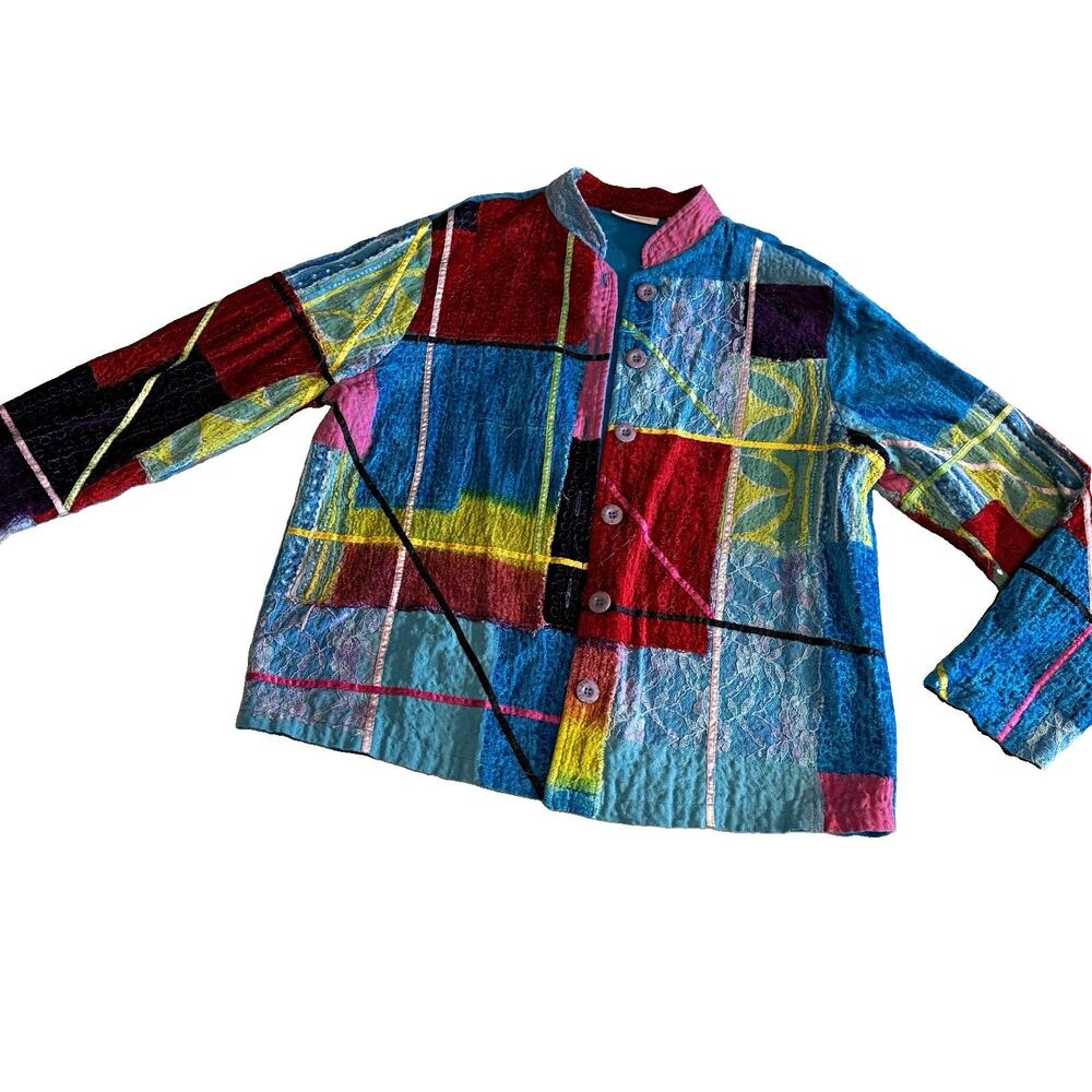 VTG Parisian Works Artsy Wearable Art Patchwork Velvet/Lace Jacket Size M